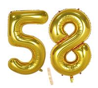 Foil Balloon Number Decoration Gold 58 for Women Men XXL 100 cm Giant Number Inflatable Helium Balloon Figures Numbers Balloons for 58th Years Man Woman Birthday Wedding Anniversary Party Decoration