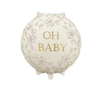 Foil Balloon "Oh Baby" 45 cm - Reusable, Suitable for Helium, Baby Shower Decoration, Gender Reveal, Birth, Baby Shower - Round, Golden Lettering - 1 Piece (Foil Balloon Disc Oh Baby)
