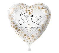 Foil Balloon Wanted & Found, Made in EU, Romantic Greeting for Wedding, Engagement, Marriage Proposal Balloon Gift, Bride and Groom, Wedding Balloon, Dove Couple, Wedding Decoration