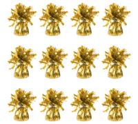 Foil Balloon Weights for Helium Balloons in Gold Foil - 12x 160g Heavy Balloon Weights Birthday Party Wedding Celebration Décor with Tassles