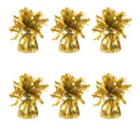 Foil Balloon Weights for Helium Balloons in Gold Foil - 6x 160g Heavy Balloon Weights Birthday Party Wedding Celebration Décor with Tassles