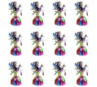 Foil Balloon Weights for Helium Balloons in Rainbow Foil - 12x 160g Heavy Balloon Weights Birthday Party Wedding Celebration Décor with Tassles
