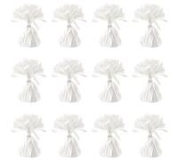 Foil Balloon Weights for Helium Balloons in White Foil - 12x 160g Heavy Balloon Weights Birthday Party Wedding Celebration Décor with Tassles