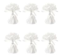 Foil Balloon Weights for Helium Balloons in White Foil - 6x 160g Heavy Balloon Weights Birthday Party Wedding Celebration Décor with Tassles