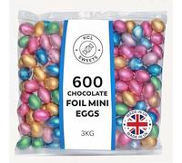 Foil Chocolate Mini Eggs 3KG - Approx 600 Mixed Colour Chocolate Eggs - Bulk Easter Hunt Treats - For Easter Parties & Celebrations
