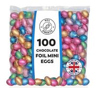Foil Chocolate Mini Eggs - Pack of 100 Mixed Colour - Bulk Chocolate Eggs Easter Hunt Treats - Creamy Mini Chocolate Eggs for Easter Parties & Celebr