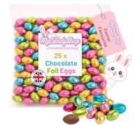 Foil Chocolate Mini Eggs - Pack of 25 Mixed Colour - Bulk Chocolate Eggs Easter Hunt Treats - Creamy Mini Chocolate Eggs for Easter Parties & Celebrations