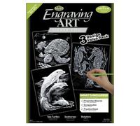 Foil Engraving Art Kit Value Pack 8.75'X11.5'-Silver - Turtle, Sea Horse & Dolphins