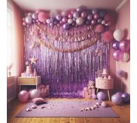 Foil Fringe Curtain 3.3ft x 6.5ft Party Decoration 1pc Purple Tinsel Curtain Shimmer Backdrop for Photo Booths Birthday Parties Baby Showers Weddings Hen Nights Christmas Decor