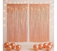 Foil Fringe Curtains Rose Gold 6.5ft x 3.2ft Party Backdrop Shimmer 5 Pack Tinsel Door Curtain for Birthday Wedding Baby Shower Photo Booth Decorations