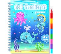 Foil handicraft Book, Art and Craft for Kids-Create Sparkly Ocean Pictures,No Mess Colouring Book,Art & Craft Supplies Kits,DIY Creative Activity Travel Toy Gifts,Ideal Gifts for Girls Boys Ages 4+