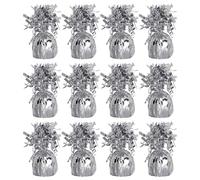 Foil Helium Balloon Weights - Pack of 12 - Durable & Colourful Silver Weights for Birthdays Parties, Events & Celebrations - Perfect Balloon Weight Holders
