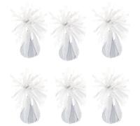 Foil Helium Balloon Weights - Pack of 6 - Durable & Colourful White Balloon Weights for Birthdays Parties, Events & Celebrations - Perfect Balloon Weight Holders