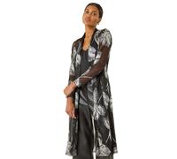 Foil Leaf Print Plisse Kimono Roman Silver 12