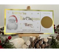 Foil Metallic Voucher Christmas Card, Personalised, Scratch Reveal, Ticket, Pamper Day, Present Surprise Reveal