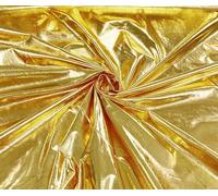 Foil Mirror Fabric High Shine Liquid Wet Look Metallic Dance Costume Leotard Stretch Dressmaking Display Fabric Sold per Metre and Half Metre (Half Metre 50cm x 148cm, Gold)