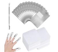 Foil Nail Wraps,100pcs Tin Foil Nail Stickers Gel Nail Polish Remover foil Wraps Gel Remover Wraps with 1pc Nail Pusher and 500pcs Nail Art Cotton Pads for Manicure
