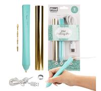 Foil Quill Pen Starter Kit with 4 Size Metal Tips &1pc Heat Activated Foil Rolls, Hot Foiling Pen for Card Making Scrapbooking Tools,USB Powered (Blue)