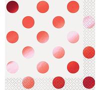 Foil Red Polka Dot Cocktail Napkins, Pack of 16