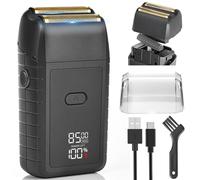 Foil Shaver for Men, Electric Razor with 2-Speed Settings, High-Speed Waterproof Dual Floating Blades for Close Shaving, Rechargeable with LED Display, Ideal for Face, Beard & Head Shaving