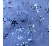 Foil Silver Snowflake Organza Christmas Frozen Costume Dress Displays Draping Backdrop Organdi Fabric Material | 54" - 137cm Wide | Sold per Metre (White)