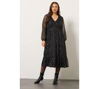Foil Spot Midaxi Dress Evans Black 20