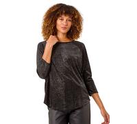 Foil Spot Print Velvet Top Roman Black 16