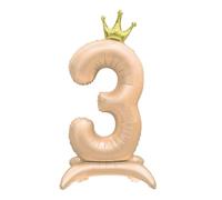 Foil Standing Balloon 3 Helium Foil Balloon Numbers Balloon XXL Foil Beige Balloon 3rd Birthday 106 cm / 42 Inch
