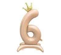 Foil Standing Balloon 6 Helium Foil Balloon Numbers Balloon XXL Foil Beige Balloon 6th Birthday 106 cm / 42 Inch