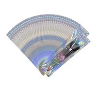 Foil Ziplock Holographic Packaging Resealable Smell Proof Storage Bags for Sample & Party Gift Packaging - Food Storage, 100 Pieces, 2.4 * 9.1 inch