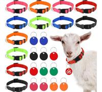 Foilswirl 12 Pack Goat Collars with Number Tag Adjustable Nylon Livestock Collar with No. 01-12 ID Number Tags Sheep Collars Set for Small Livestock Farm Animal Goat Sheep Cow
