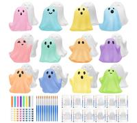 Foilswirl 12 Set Halloween Ghosts Ceramics to Paint Kits Ready to Paint Your Own Ghost Figurines DIY Unpainted Ceramics Halloween Statues for Kids Adult Party Favor