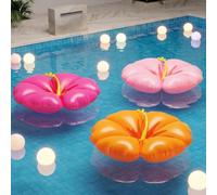 Foilswirl 3Pcs Large Inflatable Hawaii Flower Pool Floats 40 Inch Hibiscus Decor Flower Floats Summer Beach Swimming Pool Float Tropical Hawaiian Decorations for Birthday Bachelor Party