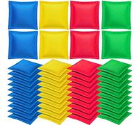 Foilswirl 48 Pcs 4" X 4" Nylon Bean Bags Bulk for Tossing, Bright Colors | Colorful Lightweight Cornhole Bags Bulk, PE Physical Education Equipment Game for Kids Adults School Teaching Outdoor Sports