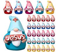 Foilswirl 50 Pcs Easter Jesus Gnome Figures Bulk Miniature Easter Resin Gnomes Ornaments Jesus Gifts Tiny Dwarf Statues for Religious Table Centerpieces Miniature Landscape Decoration