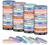 Foilswirl 50 Pcs LDS Mormon Silicone Bracelet LDS Youth Theme Walk with Me Bracelet Bishop Christian Faith Baptism Gifts for Men Women Teens (Soft Color)