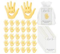 Foilswirl 60 Sets Employee Appreciation Gifts Bulk Gold Hands Lapel Pins with Inspirational Cards and Opp Bags Volunteer Motivational Pin Recognition Gifts for Teacher Nurse Team Staff Social Worker