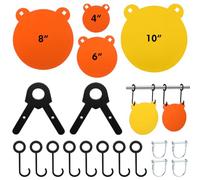 Foilswirl Ar500 Steel Target Combo Set for Shooting with Stand Metal Targets Laser Cut High Visibility Neon Color with 8 Hanging Hooks, 4 Lock Pins, 2 Leg Brackets (10", 8", 6", 4", 4 Pcs)