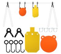 Foilswirl Ar500 Steel Target Combo Set for Shooting with Stand Metal Targets Laser Cut High Visibility Neon Color with 4 Pack Hanging Hooks 4 Pcs Lock Pins 2 Pack Leg Brackets (6", 7 * 12'',2 Pcs)