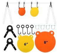 Foilswirl Ar500 Steel Target Combo Set for Shooting with Stand Metal Targets Laser Cut High Visibility Neon Color with 4 Hanging Hooks, 2 Lock Pins, 2 Leg Brackets(6'', 8'', 2 Pcs)