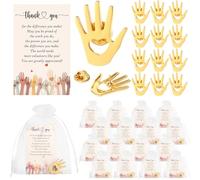 Foilswirl Employee Appreciation Gifts Volunteer Inspirational Gold Hands Lapel Pin Thank You Cards with Bag Recognition Gifts for Teacher Nurse Team Staff Social Worker, Aluminum, no gemstone
