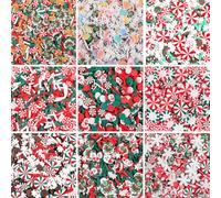 FOIMAS Fake Christmas Sprinkles, 4.76 oz Mini Fake Sprinkles Christmas Polymer Clay Slices for Crafts Art DIY Cake Decoration Slime Card Filler Supply