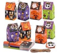 FOIMAS Halloween Treat Boxes, 24pcs Small Paper Candy Treat Boxes Castle House Gift Goodie Boxes for Trick or Treat Favors Cookies Snack Food Wraping