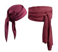FOIMAS Pirate Costume Head Scarf Wraps Sash Belt Waist Bandana Pirate Headband for Men Women Halloween Costume Accessories,Red Wine, Red, Large