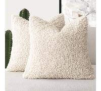 Foindtower 2 Pieces 22x22 Inch Cream Beige, Faux Fur Throw Pillow Cover Accent Sherpa Furry Pillow Covers Fuzzy Soft Pillowcases Cozy Sheepskin Decorative Fleece Cushion Case for Bed Couch Living Room