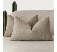 Foindtower Boucle Cushion Covers Textured Solid Color Cozy Soft Decorative Lumbar Cushion Covers for Chair Sofa Bedroom Living Room Home Decor 30x50cm Pack of 2 Bright