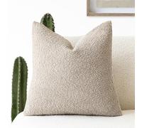 Foindtower Decorative Boucle Throw Pillow Covers Accent Solid Pillow Cases Cozy Soft Textured Couch Cushion Case for Chair Sofa Bedroom Living Room Home Decor 22 x 22 Inch,Beige Oatmeal