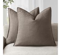 Foindtower Decorative Cushion Covers, Pack of 2, Plain Colour, Soft Linen, European Design, Neutral and Rustic, for Chair, Sofa, Bedroom, Living Room, Home Decor