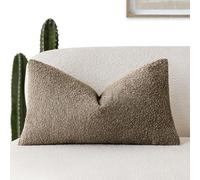 Foindtower Decorative Textured Boucle Throw Pillow Covers Accent Solid Lumbar Pillow Cases Neutral Soft Cozy Couch Cushion Case for Chair Sofa Bedroom Living Room Home Decor 12x20 Inch,1PC,Light Brown