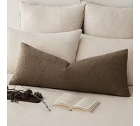 Foindtower Decorative Textured Boucle Throw Pillow Covers Accent Solid Pillow Cases Neutral Long Body Lumbar Couch Cushion Case for Chair Sofa Bedroom Living Room Home Decor 14x36 Inch,1PC,Chocolate